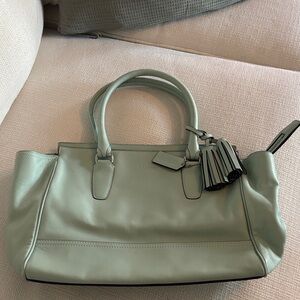 Coach Light Green Leather Tote